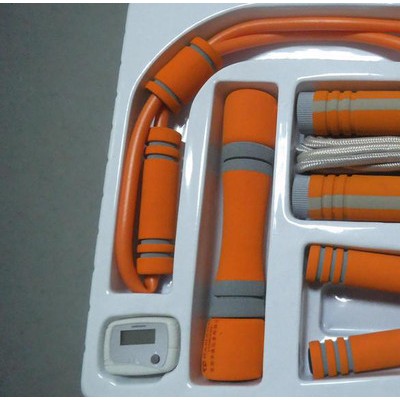 深圳厂家批发定制运动组合健身器械 跳绳 握力器 拉力器 哑铃计步器六件套